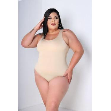 Imagem de Body Plus Size Básico Regata Fluity com Fecho - luh may, Bege, G2