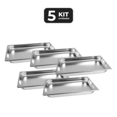 Imagem de Kit 5 cuba sem alca inox 1/1 gn 40 para buffet - Chef Line