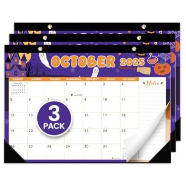 Imagem de Pacote com 3 calendários de mesa 2025-2026, calendário de 21 meses de outubro de 2025 a junho de 2027 - calendário grande de 43 x 30 cm para mesa/parede para escola em casa ou escritório - festival de