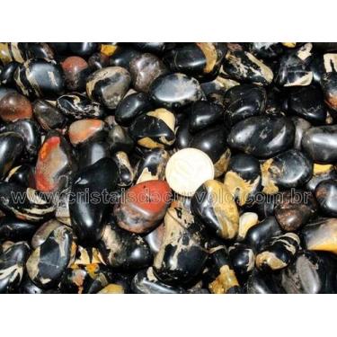Imagem de 1Kg Ônix Preto Rolado - Pedra Natural para Artesanato e Práticas Esoté