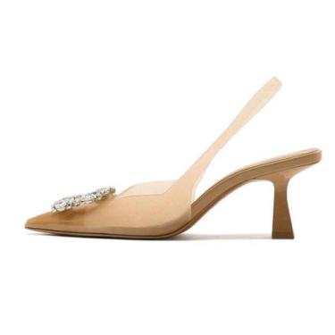 Imagem de Sapatos Keleimusi Clear Slingback Heeled para mulheres com salto de ga