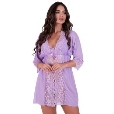 Imagem de Hobby Roupão de Dormir com Detalhe em Renda Robe Luxuoso Iza - NAKA MO