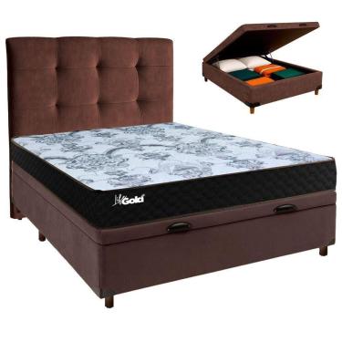 Imagem de Kit Cabeceira + Cama Box Bau + Colchão Casal Molas Ensacadas Life Gold Paropas