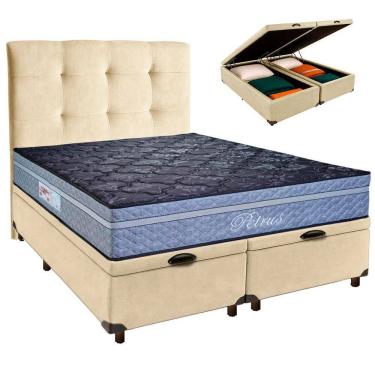 Imagem de Conjunto Cama Box Bau Blindado Queen + Colchão Molas Ensacadas Petrus Paropas + Cabeceira