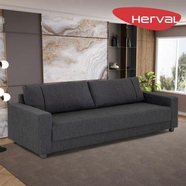 Imagem de Sofá 4 Lugares Herval Clean Linho Grafite, 230 cm