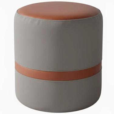Imagem de Puff Redondo Veludo e Corino com Pés de PVC Rio Minas Cor Cinza