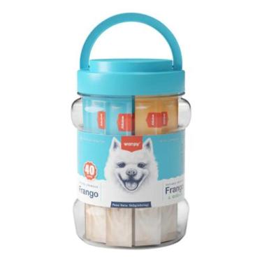 Imagem de Petisco Para Cães Wanpy Creamy Pote c/40 tubetes - 560g, Frango + Fran