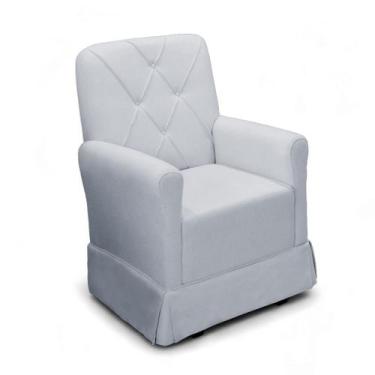 Imagem de Poltrona de Amamentação Balanço com Puff Serena Veludo Cinza Claro - L