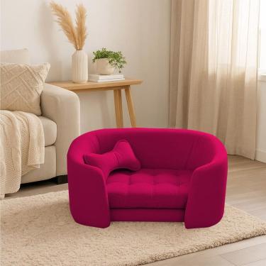 Imagem de Poltrona Cama Pet Luxo Mell Veludo Premium Para Cães E Gatos Pink