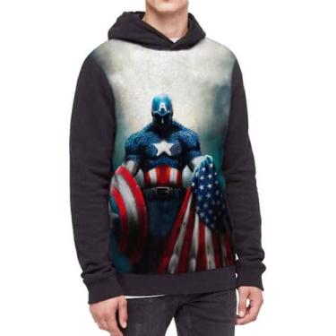 Imagem de Moletom Com Capuz Capitão América Ref:421 - smoke, Preto, GG