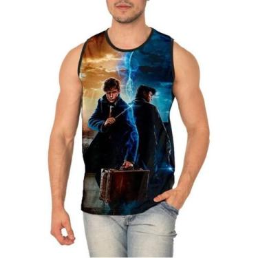 Imagem de Camiseta Regata  Newt Scamander Harry Potter Ref:406 - smoke, Preto, P
