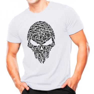 Imagem de Camiseta Militar Estampada Caveira Branca