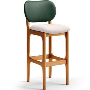 Imagem de Banqueta Alta Cozinha Betta L02 Imbuia Verde Cru - LYAM DECOR