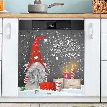 Imagem de Tampa magnética para máquina de lavar louça Exnundod Let It Snow Gnome