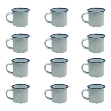 Imagem de Caneca Esmaltada Retro 350Ml Vintage Jogo 288 Pcs - Branco