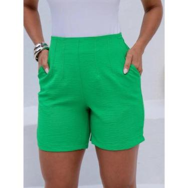 Imagem de Shorts Bermuda Feminina Alfaiataria Elastico na Cintura Elegante Basic