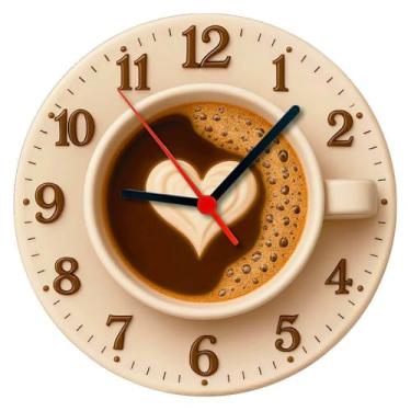 Imagem de Relógio de Parede - Xícara de Coração Efeito 3D - 25x25x2cm