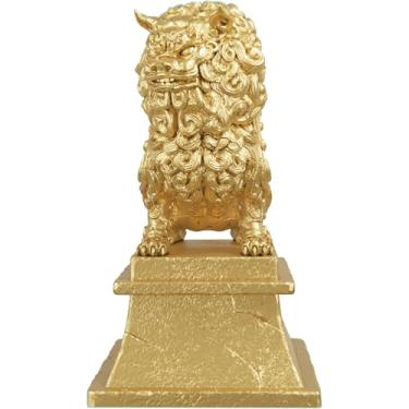 Imagem de Estátua Komainu Cão Leão Japonês Proteção Casa - Versão 2 (Cor Ouro)