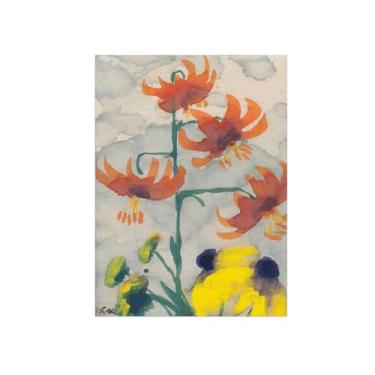 Imagem de BMZFYBS Pôster e impressões em tela de flores vintage - reprodução de pintura de arte de parede famosa - Flores 6 imagens para sala de estar 70 x 100 cm 27 x 39 polegadas sem moldura