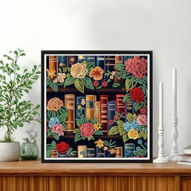 Imagem de Kits de arte de diamante DIY para adultos, formato especial, kits de pintura de diamante 5D para adultos, flor - ponto cruz bordado de cristal - artesanato para decoração de parede e escritório 30,5 x