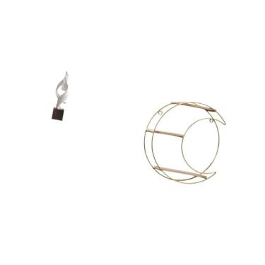 Imagem de Fenteer Escultura de Arte Abstrata em Resina para Casa, Escritório, Mesa de Centro com Prateleira de Metal Moderna Montada Na Parede, Economizando Espaço, Dec