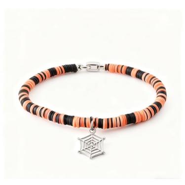 Imagem de Pulseiras femininas com pingente de Halloween com fio ajustável com rede de abóbora, fantasma, morcego, caveira, presentes de festa de Halloween, One Size, Liga de aço, Sem Pedra Preciosa