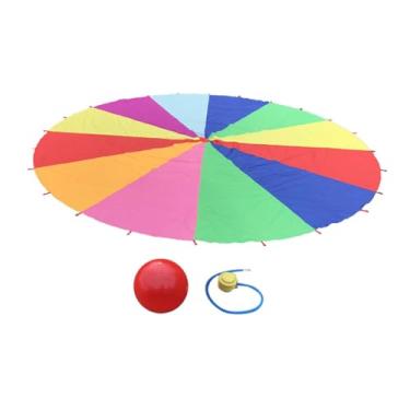 Imagem de Kokiya Paraquedas arco-íris para crianças, guarda-chuva arco-íris, jogo de integração sensorial para esportes infantis, brinquedo educacional para jardim de, 500 Centímetros