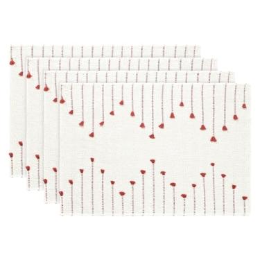 Imagem de Artoid Mode Jogo americano rústico de tecido Red Farmhouse, conjunto de 4,12 x 18, decoração de mesa de jantar de macramê sazonal para decoração de festa em casa