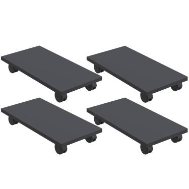 Imagem de Kit 04 Suportes Para Cpu Com Rodízios Cyber L03 Preto - Lyam Decor