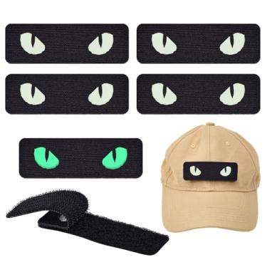 Imagem de PH PandaHall 6 peças de adesivos de olhos de gato que brilham no escuro, 8,9 x 2,8 cm com gancho, tático, bordado, olhos de gato, para mochilas, chapéus, bolsas, colete tático, capacete, cão, uniforme