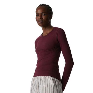 Imagem de Blusa Básica Manga Longa Feminina Slim Algodão Hering, Vermelho, G