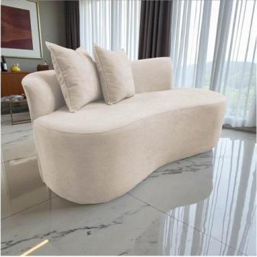 Imagem de Namoradeira Sofá Feijão Hana Orgânica Suede Marfim - Mansão Decor