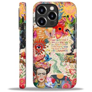 Imagem de COTAIL Capa para iPhone 16 Pro Max, capa híbrida de 2 camadas, proteção de nível militar, durável, à prova de choque, antiarranhões, colagem Viva La Frida