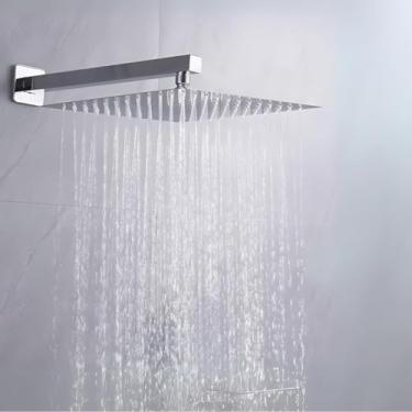 Imagem de SOFTINOX Ducha Quadrada Articulada 30x30cm com Braço 40cm – Aço Inox 304 Premium, Cromado Espelhado, Design Slim, Ideal para Banheiro, Piscina e Áreas Externas