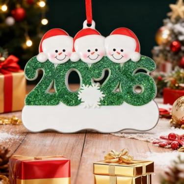 Imagem de Pingente de resina 2026 DIY boneco de neve família árvore de Natal enfeites para pendurar casa ano novo decoração de festa suprimentos (três pessoas)