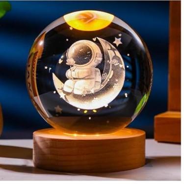 Imagem de Luminária de Mesa Bola de Cristal com LED - Luz Noturna para Quarto, Presente Decorativo 3D para Natal e Aniversário(2001-7)