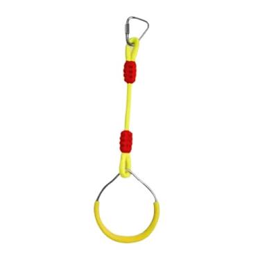 Imagem de Vaveren Argola de ginástica para crianças, pista de obstáculos, fácil de instalar, equipamento de ginástica resistente, escalada para casa, quintal, Amarelo