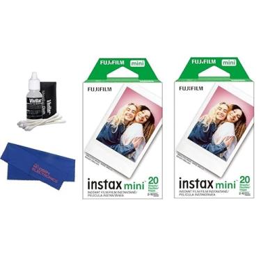 Imagem de FUJIFILM Pacote de filme colorido instantâneo INSTAX MINI para câmeras EVO, Mini 12, Mini 11 e Mini 41, inclui: filme colorido instantâneo, kit de limpeza e pano de limpeza (40 exposições)
