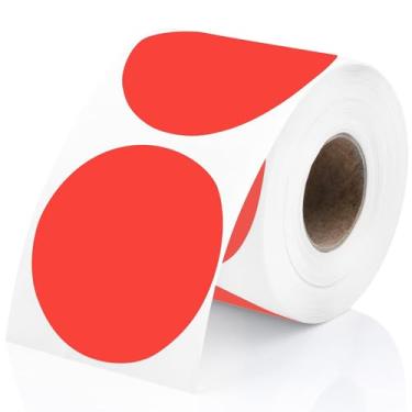 Imagem de Perco Etiquetas adesivas térmicas vermelhas de círculo redondo de 5 cm - 300 etiquetas por rolo, compatível com impressora térmica direta, adesivo permanente, cores vibrantes, fixação forte, perfurado