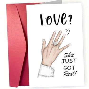 Imagem de Cartão de noivado, parabéns, cartão de casamento, presente de noivado para mulheres, Her Girlfriend Fiancée Just Got Real Cards