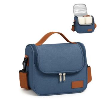 Imagem de Bolsa Térmica Isotérmica Marmiteira Lancheira Bolsa de Mão e Ombro Para Marmita Almoço Trabalho Academia Escola Passeios Viagens Piquenique Impermeável Oxford com Alça Removível 6,7L (Azul)