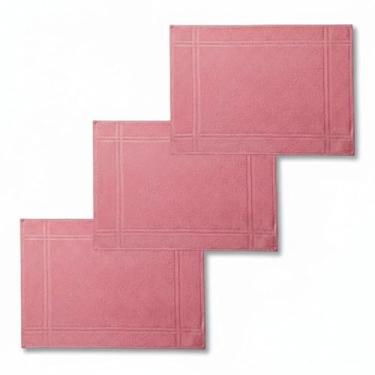 Imagem de Tapete de Banheiro Karsten, 100% Algodão, Kit 3 Peças - Rosa