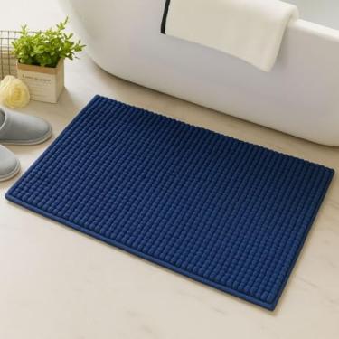 Imagem de Kit Tapete Banheiro 40x60 Antiderrapante Bolinha Microfibra Macarrão Luxo(2,Azul Marinho)