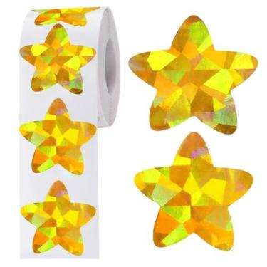 Imagem de Star Stickers Anwyll Holographic Gold, 500 unidades, 3,8 cm, autoadesi