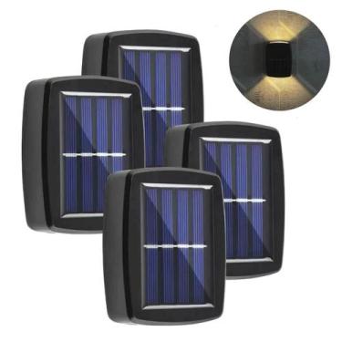 Imagem de Kit 4 Luminaria Parede Externa Arandela Solar Fotocélula - X-Trad