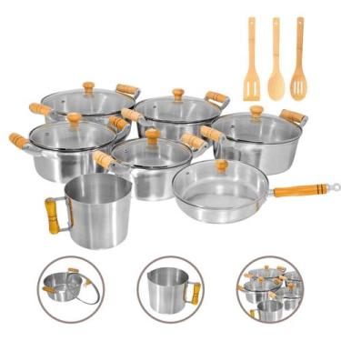 Imagem de Jogo de Panelas Caçarolas 10 Peças Alumínio Fundido Grosso Batido Poli