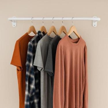 Imagem de Arara De Parede Reta Branca 1,00 Mt Para Cabides De Roupas - PB