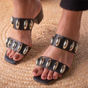 Imagem de Sandália Feminina tamanco de salto Grosso Bloco do 34 ao 42 Modelo Sal