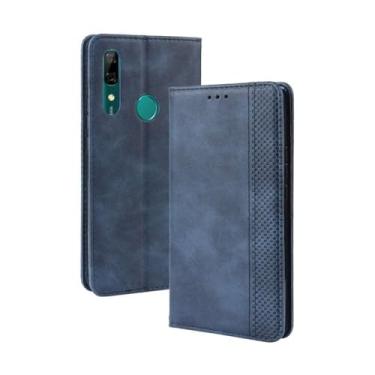 Imagem de Capa para Huawei Honor 9X,Retro Flip magnético,Caso de telefone de couro PU,Design de carteira com 3 slots de cartão e 1 clipe de dinheiro -Blue