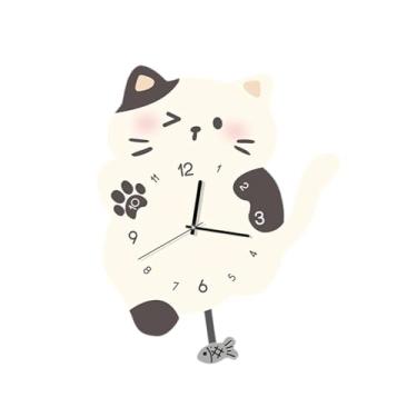 Imagem de BLWOTMOR Relógio de parede de gato, relógio decorativo para quarto, escritório, hotel, sala de jantar, casa de campo, silencioso (sem -taque).